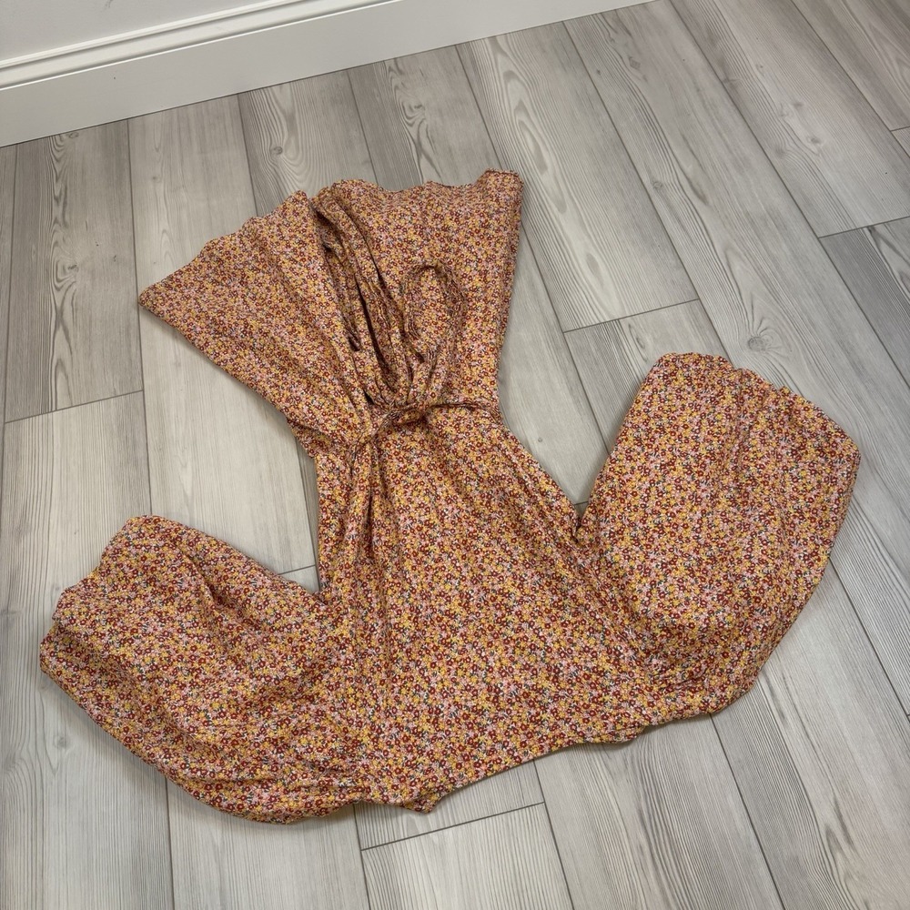 MINKPINK Morwell Medium Boho Floral Wrap Mini Dress Puff Sleeve Cottagecore - Picture 7 of 10
